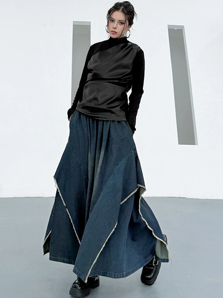 NYFS خمر المرقعة شخصية فضفاضة حجم كبير الجينز النسائية عالية الخصر بنطلون الخريف موضة الدنيم واسعة الساق السراويل #3