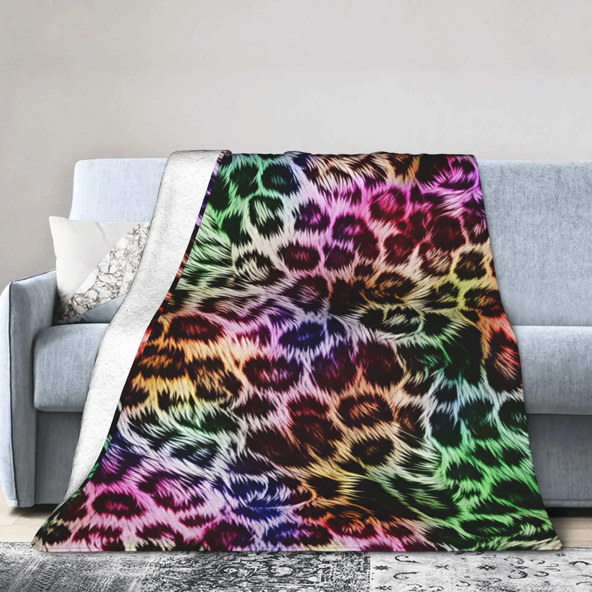 Mixed Bohemian Rainbow Leopard Blanket Super Warm Pattern Plush Bedding Throws For Outdoor Travel Flannel Bedspread Bed Cover