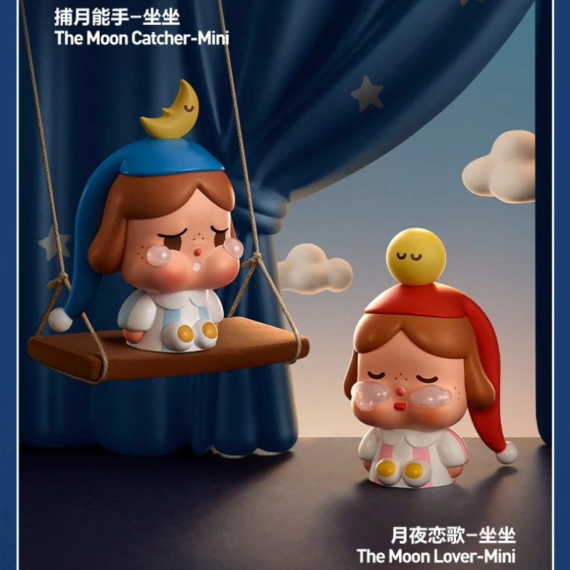 POPMART CRYBABY Runaway Moon Sitting Series Mengli Mysterious Box Figurine Original Collection Surprised Toys Series Gifts