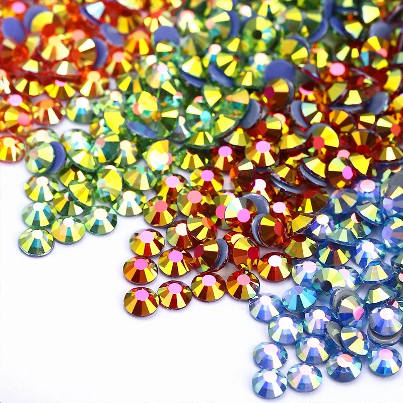 QIAO Exquisite Shimmer AB Hotfix Crystal Flat back Rhinestone Strass Glitters Stone For DIY Nail Art Wedding Diamond Strass