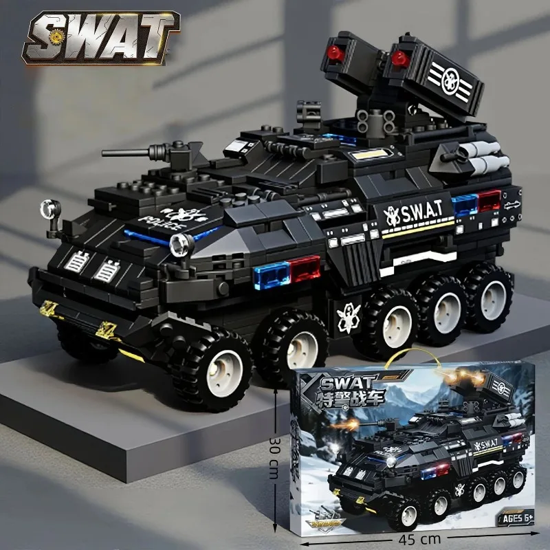 

1000PCS building blocks black police car building blocks, adult high-difficulty building , Black Friday/Christmas/Birthday gift