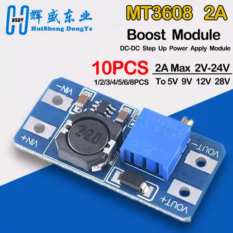 1-10PCS MT3608 Boost Module DC-DC Step Up Converter Booster Power Supply Module Board 2A Max 2V-24V To 5/9/12/28V for Arduino