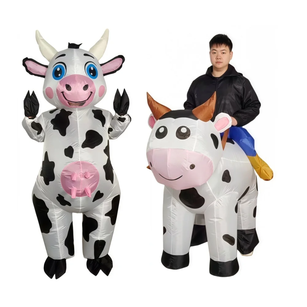 

Надувной костюм коровы для велоспорта, стоячий, с круглыми глазами, в форме коровы Попо, для взрослых, унисекс, для вечеринок и забавных представлений