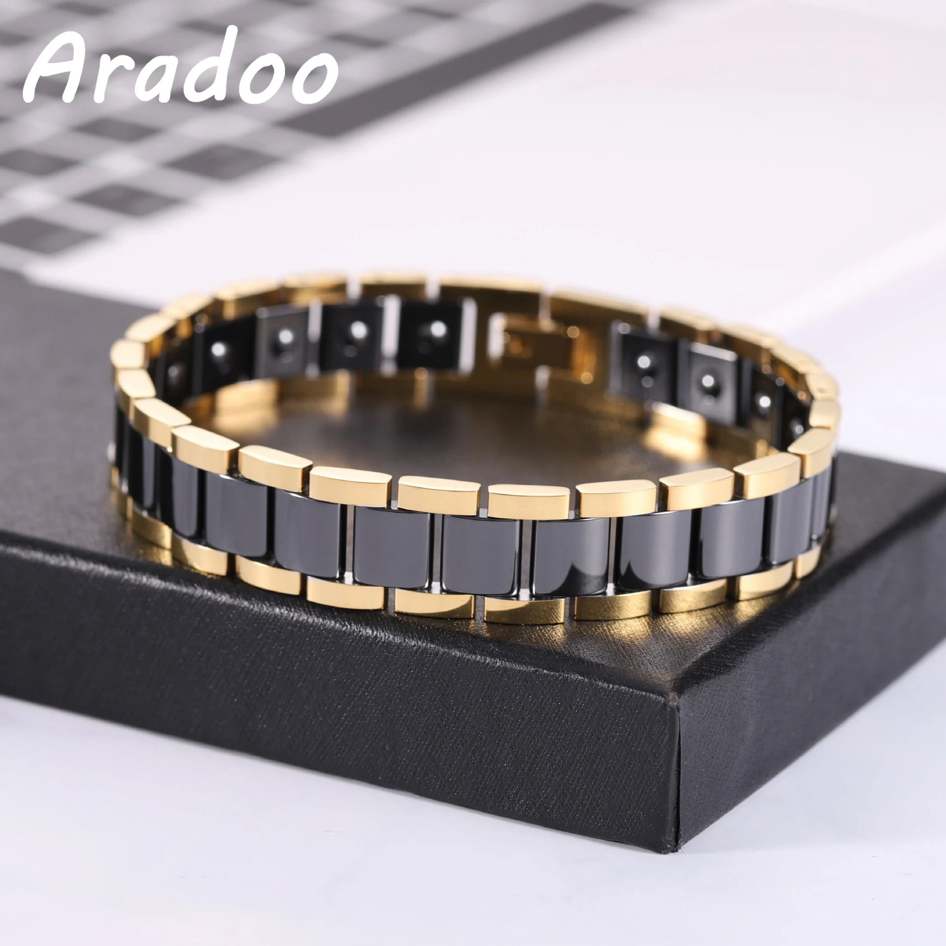 Ceramic Pure Titanium Bracelet Magnetic Slimming Negative Ion Anti-radiation Stainless Steel Bracelet