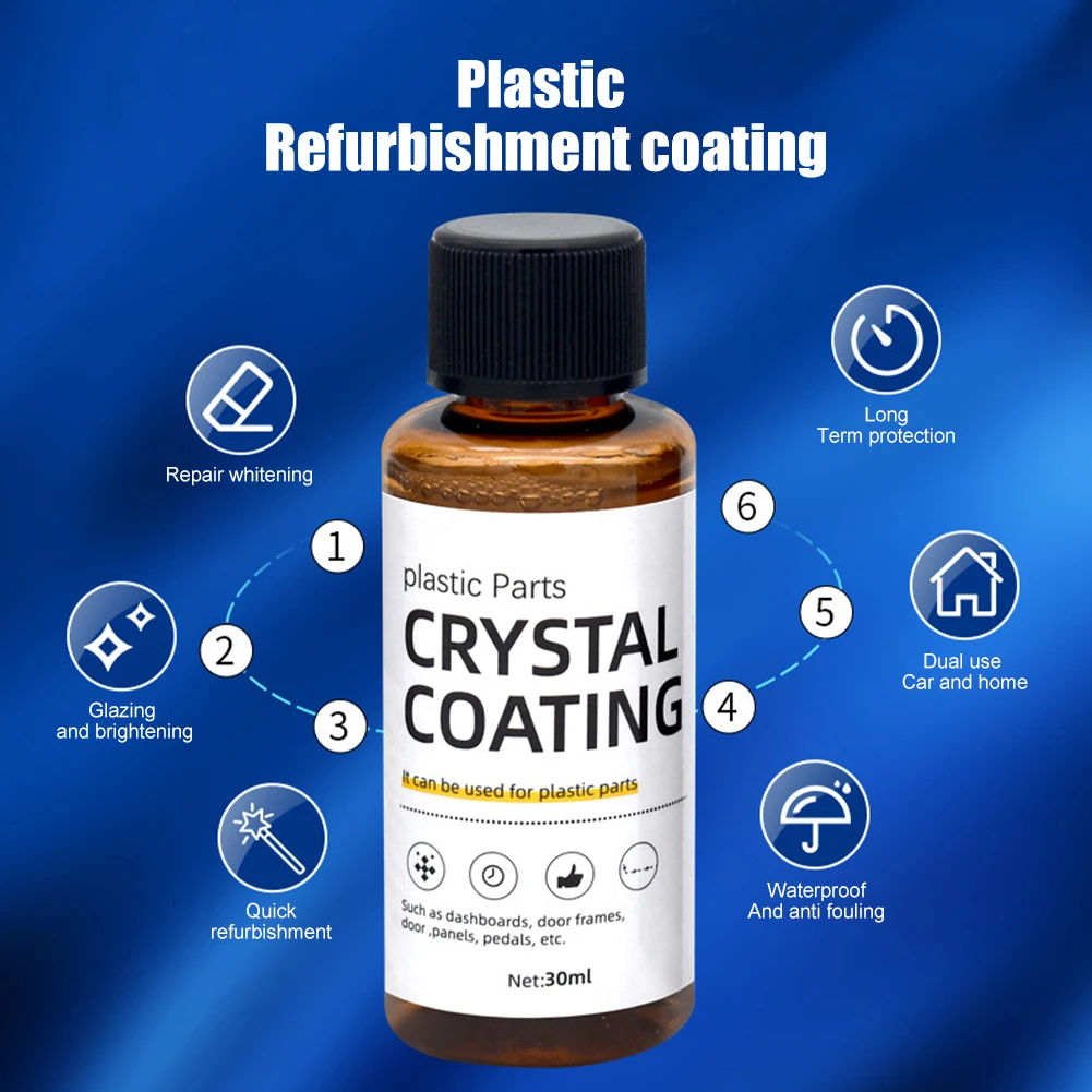 30/60ml Plastic Restorer for Car Easy To Use Plastic Part Refurbishment Crystal Coating Refurbish Agent with Sponge Long Lasting