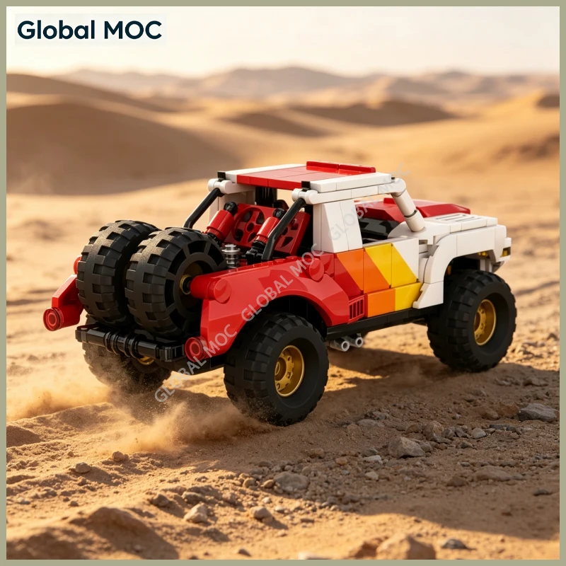 Custom Off Road Trophy Truck MOC Building Blocks Desert Racing Vehicle Brick Model Desktop Diorama Scene Decoration Ornament