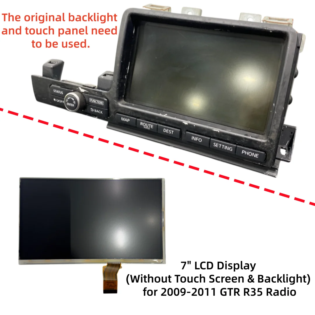 7 inch LCD Display Screen Glass for 2009 2010 2011 Nissan GTR R35 Navigation GPS Radio