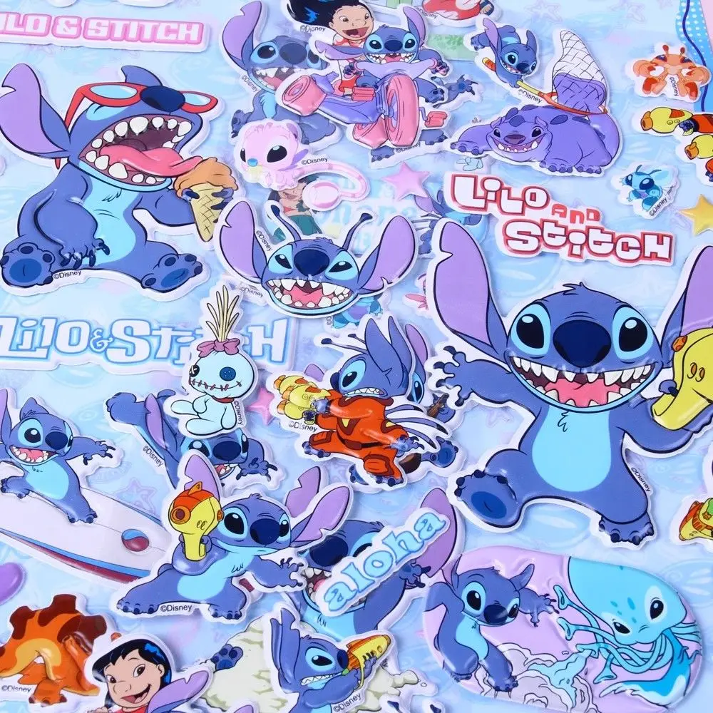 Stiker busa jahitan kartun Disney, stiker stereoskopis 3D anime kartun, hadiah ulang tahun anak-anak