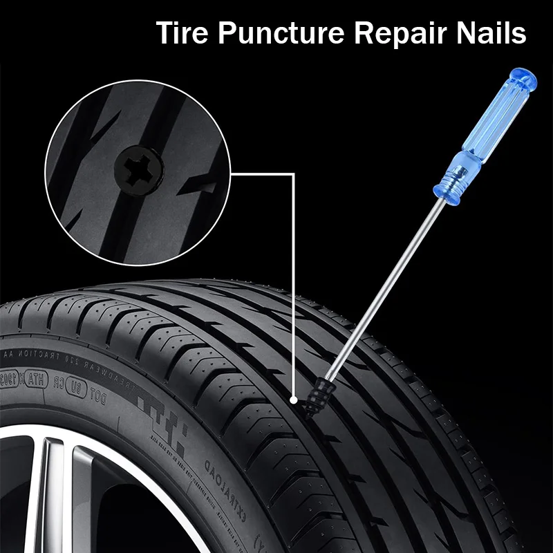 Tire Puncture Repair Nails for Car Motorcycle Scooter Bike Vacuum Tyre Repair Nails Metal Nail Set Car Tire Seal Accessories