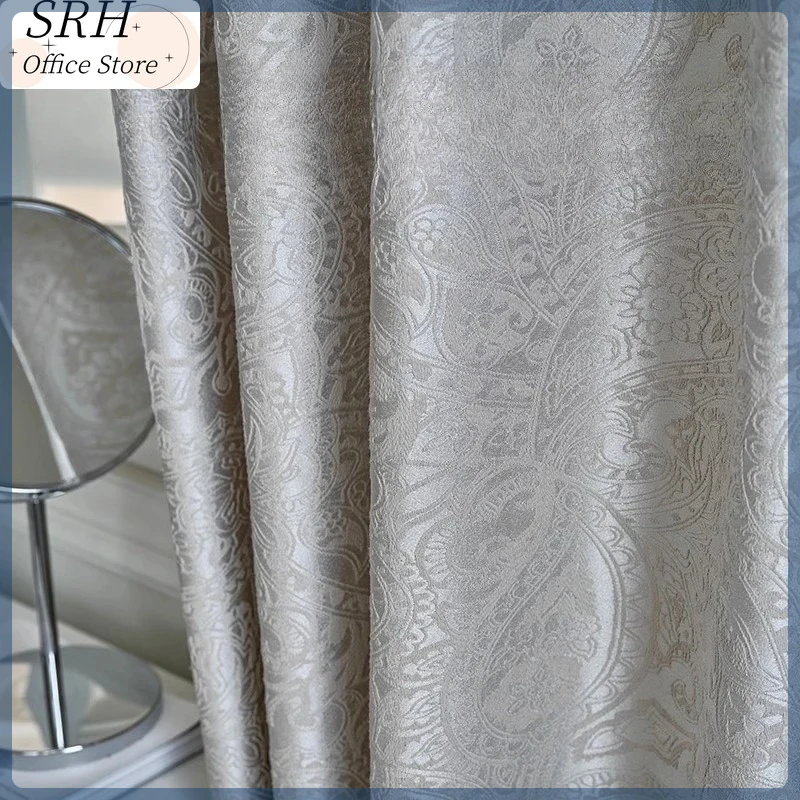 

Luxury Retro Villa French Chenille Curtains for Living Dining Room Bedroom Cream White High-end Cashew Flower High Quality Decor