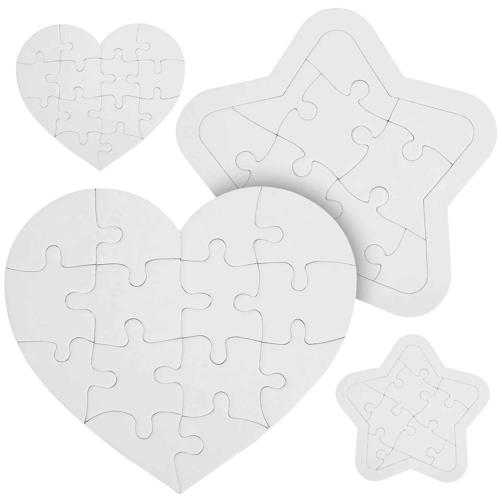 

4 Sets Blank Puzzles Thick Paper Sublimation Craft Coloring Jigsaw for Kids Educational Creative Learning Game