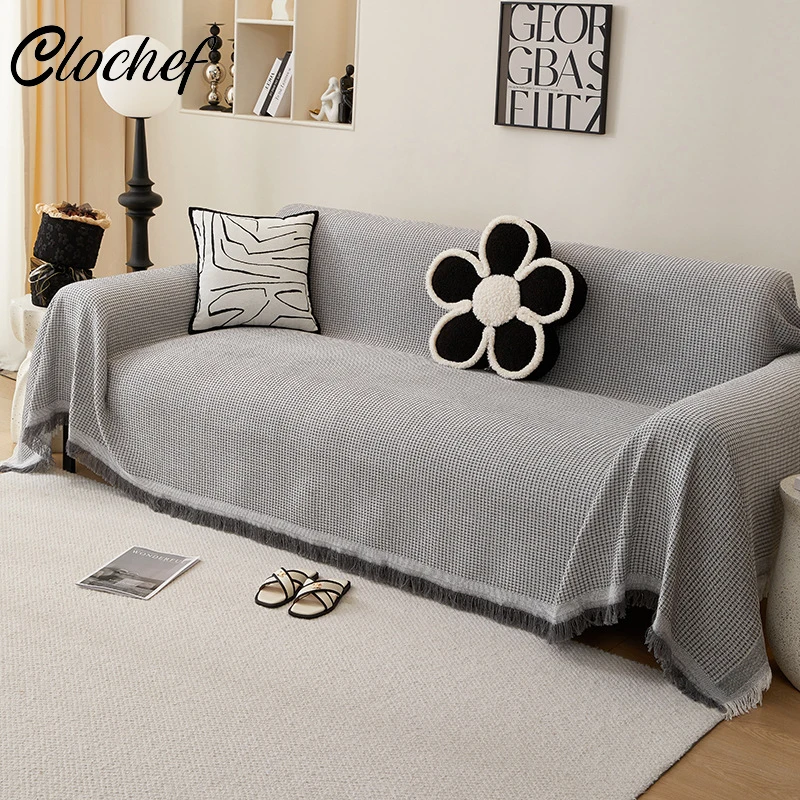 Waffle Sofa Towel Cover French Style Couch Covers Furniture Protection Full Cover Cloth Blankets Home Decoration for Living Room