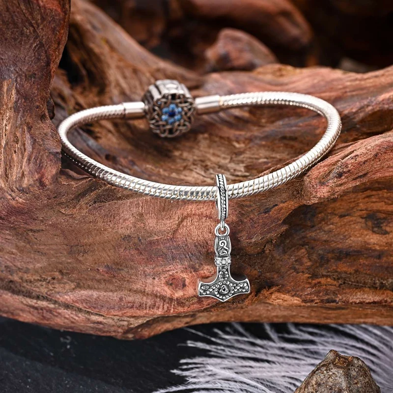 925 فضة سحر الخرزة تشيكوسلوفاكيا الزركون المطرقة استرخى صالح الأصلي سوار DIY النساء المجوهرات هدية