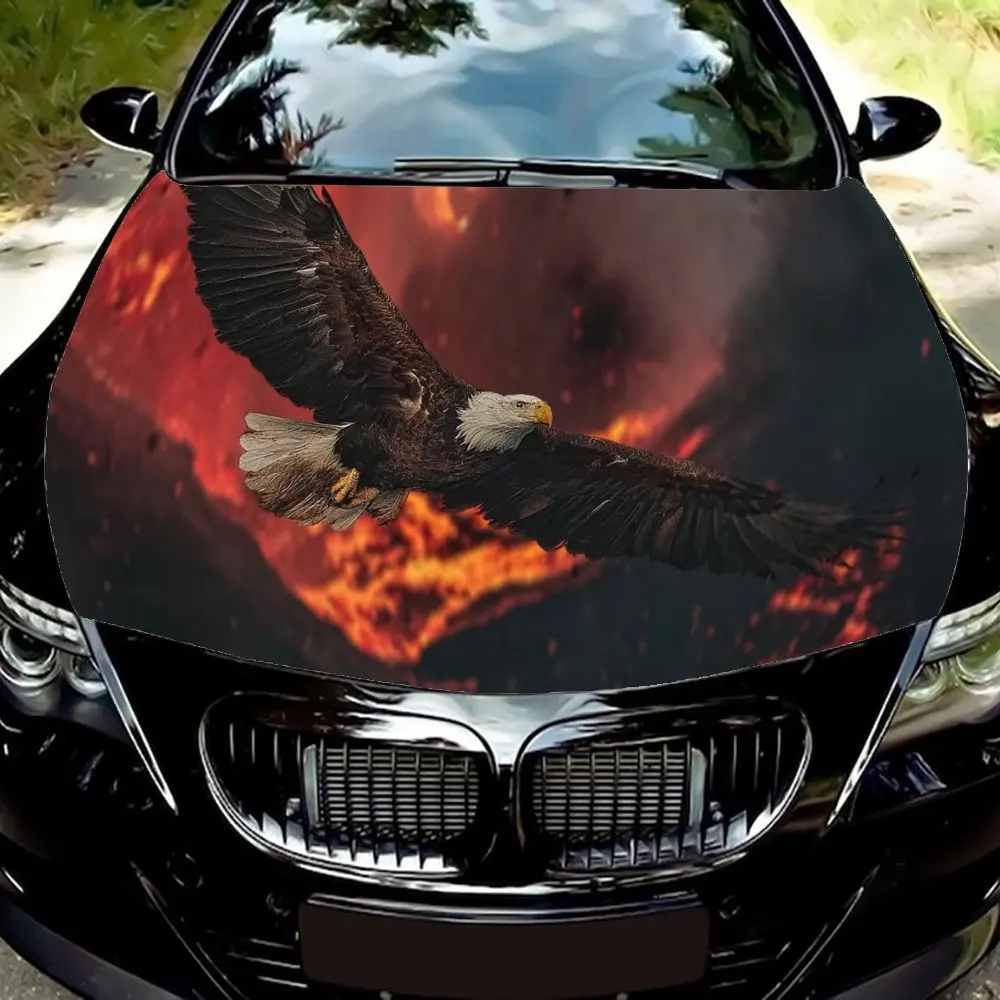 

Red Flame Eagle Hood Sticker - Waterproof and Scratch-resistant Self-adhesive PVC, Cool Flame and Eagle Design, Enhance The Appe