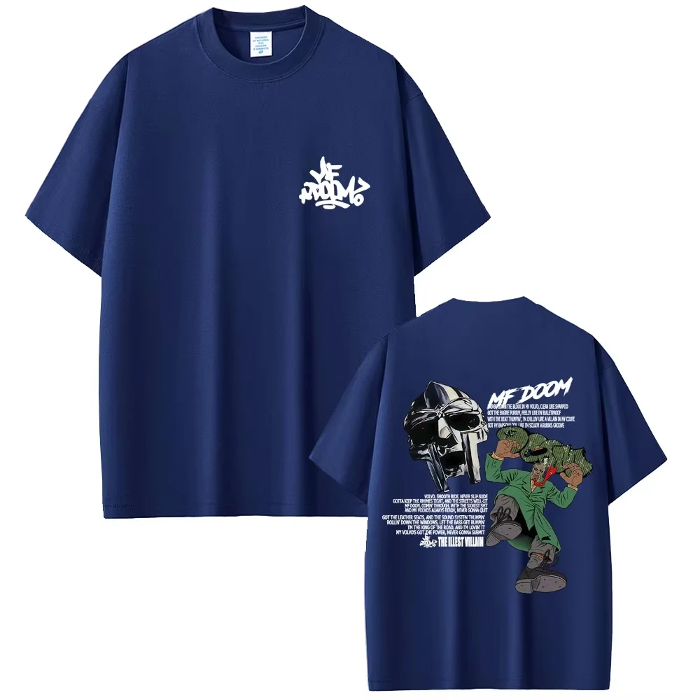Męska i damska koszulka casualowa z bawełny w stylu retro z motywem albumu raperki Mf Doom, wzór Mad Villain, damska koszulka hip-hopowa.