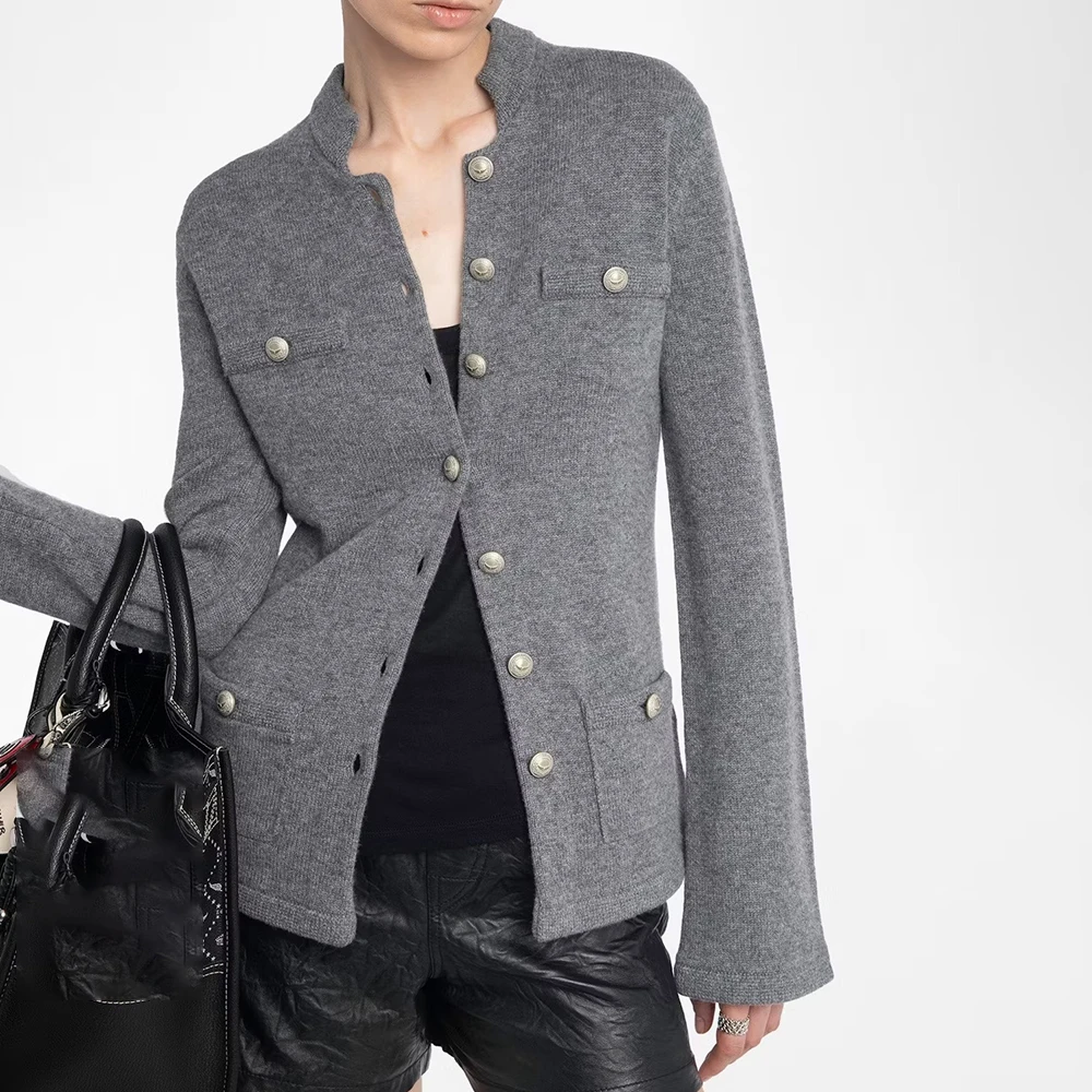 

【Gift Free】2026 Women Jacquard Knit Cardigan V-Neck Long Sleeve Button Pocket Cozy Casual Lady Sweater Top