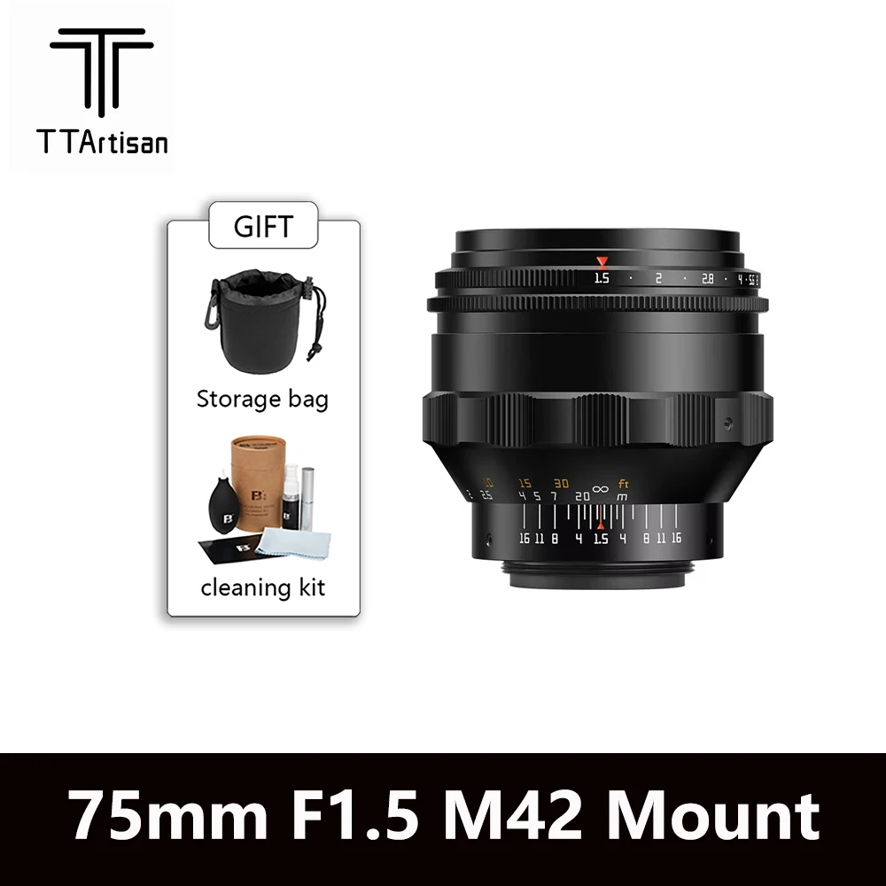 

TTArtisan 75mm F1.5 Swirly Bokeh Full Frame Lens M42 mount can be transferred to Sony Canon Nikon Fuji Lumix camara fotografica