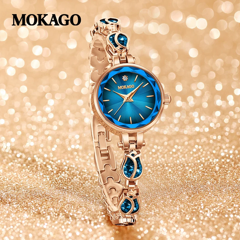 MOKAGO 8147 nuevos relojes de cuarzo a la moda para mujer, reloj sencillo, pulsera elegante resistente al agua, reloj de pulsera para mujer