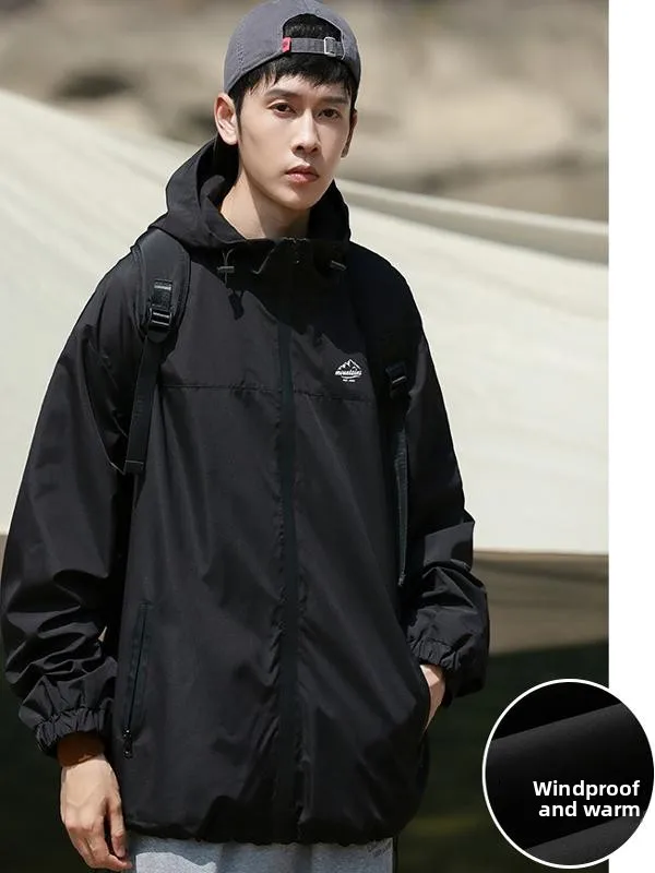 

Men's Heavyweight Color Blo Jaet Winter Thiened Fce Lined Casual Workwear Windbreaker Loose High Street Sle