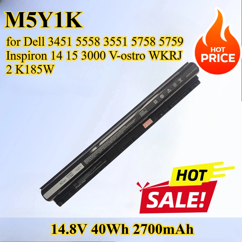 

M5Y1K 14,8 В 40 Втч Аккумулятор для ноутбука Dell Аккумулятор 3451 5558 3551 5758 5759 Inspiron 14 15 3000 V-ostro WKRJ2 K185W