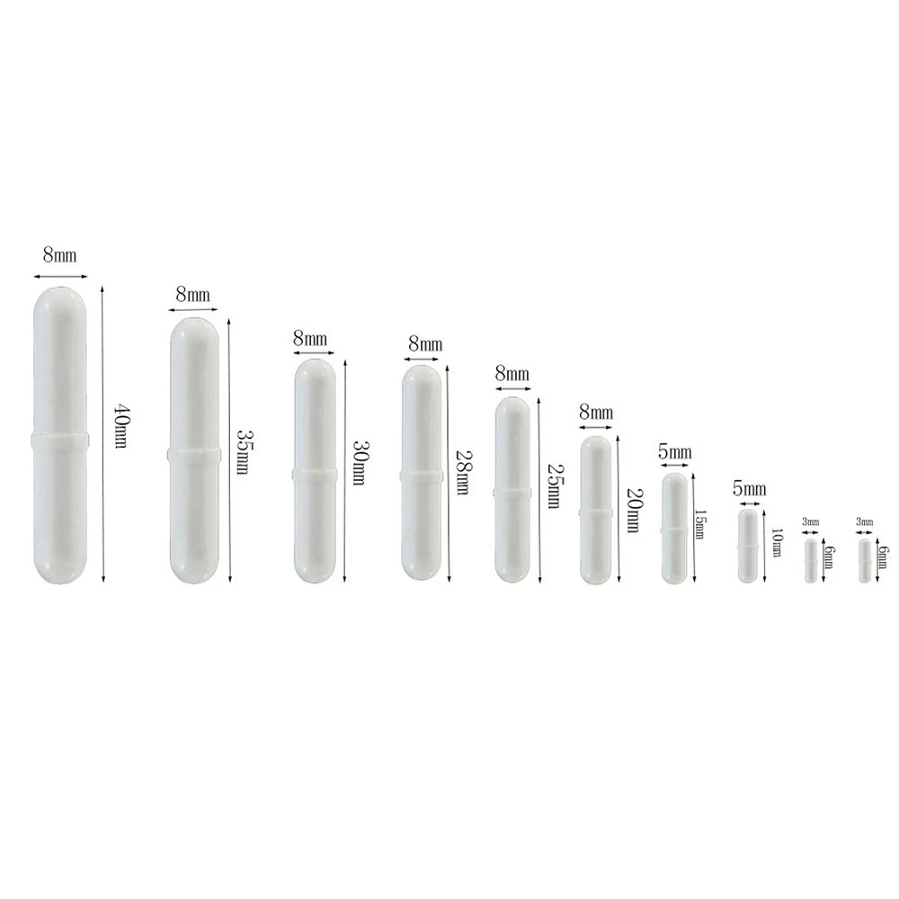 Agitador magnético de PTFE, barra de agitación para uso en laboratorio, Color blanco, 10 piezas