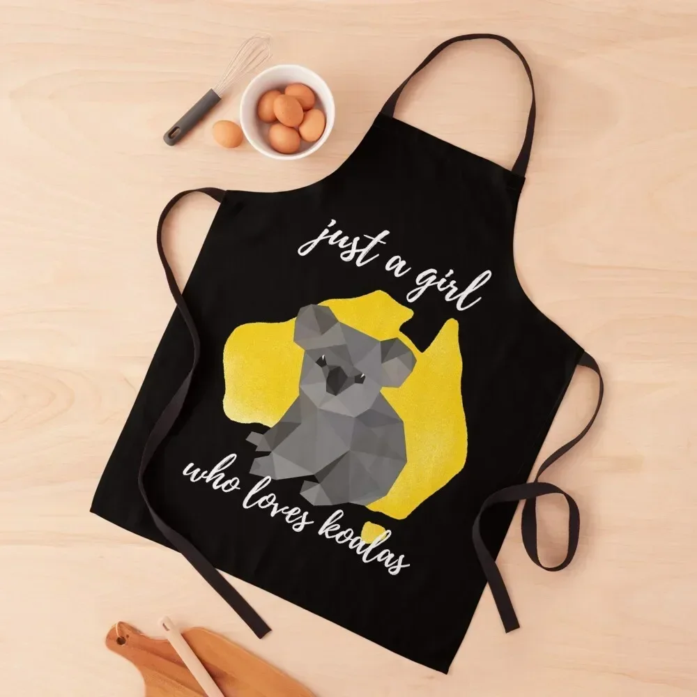 

Just a Girl who Loves Koalas In Vector White Apron For Women Kitchen For Nail Stylist Apron