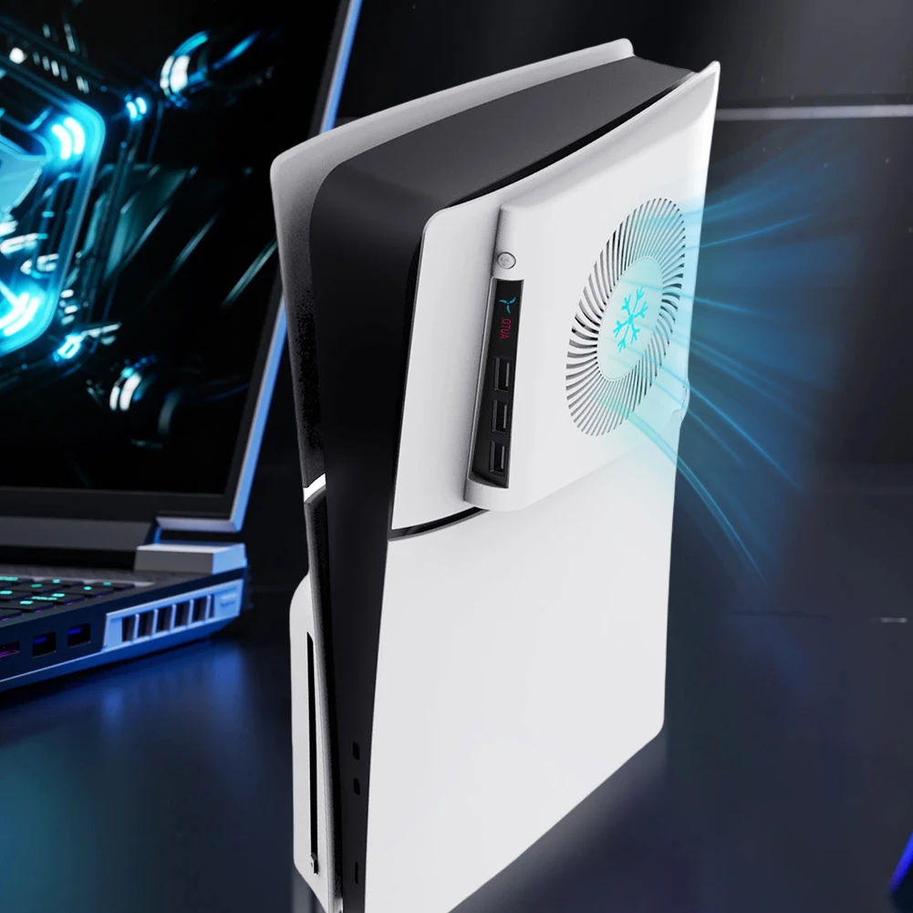 

Вентилятор охлаждения для консоли PS5 Slim с боковым контролем температуры, внешний охладитель для Playstation 5 Slim