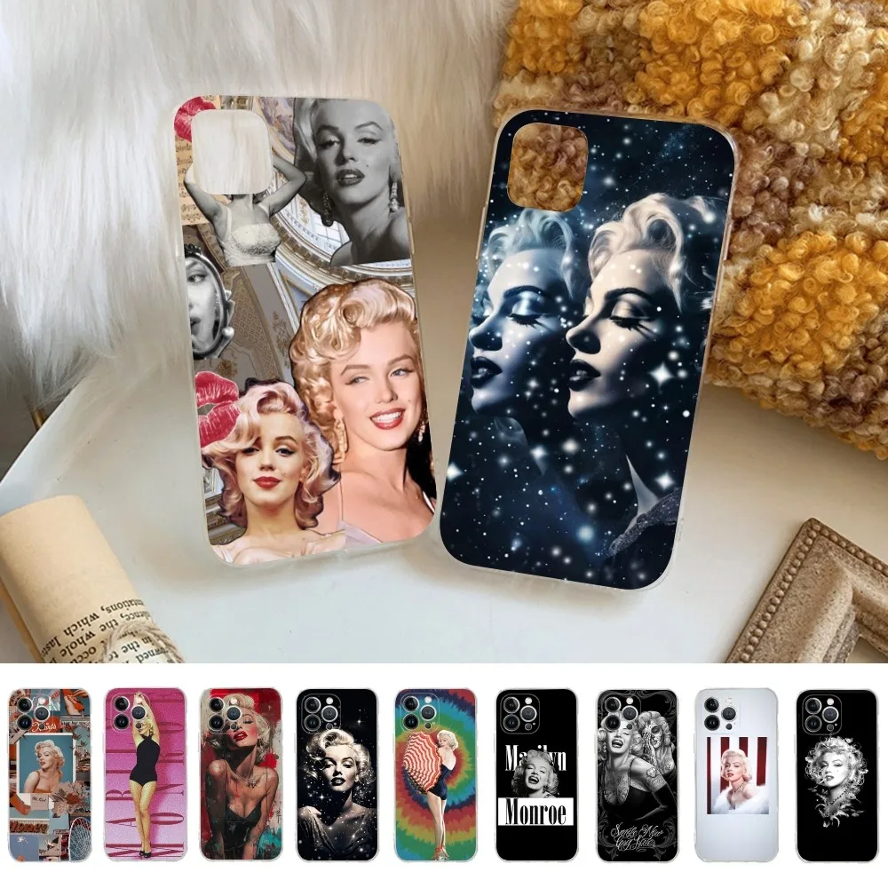 M-Marilyn M-Monroes Phone Case For iPhone 16 15 14 13 12 Mini 11 Pro XS Max X XR SE 6 7 8 Plus Soft Silicone Cover