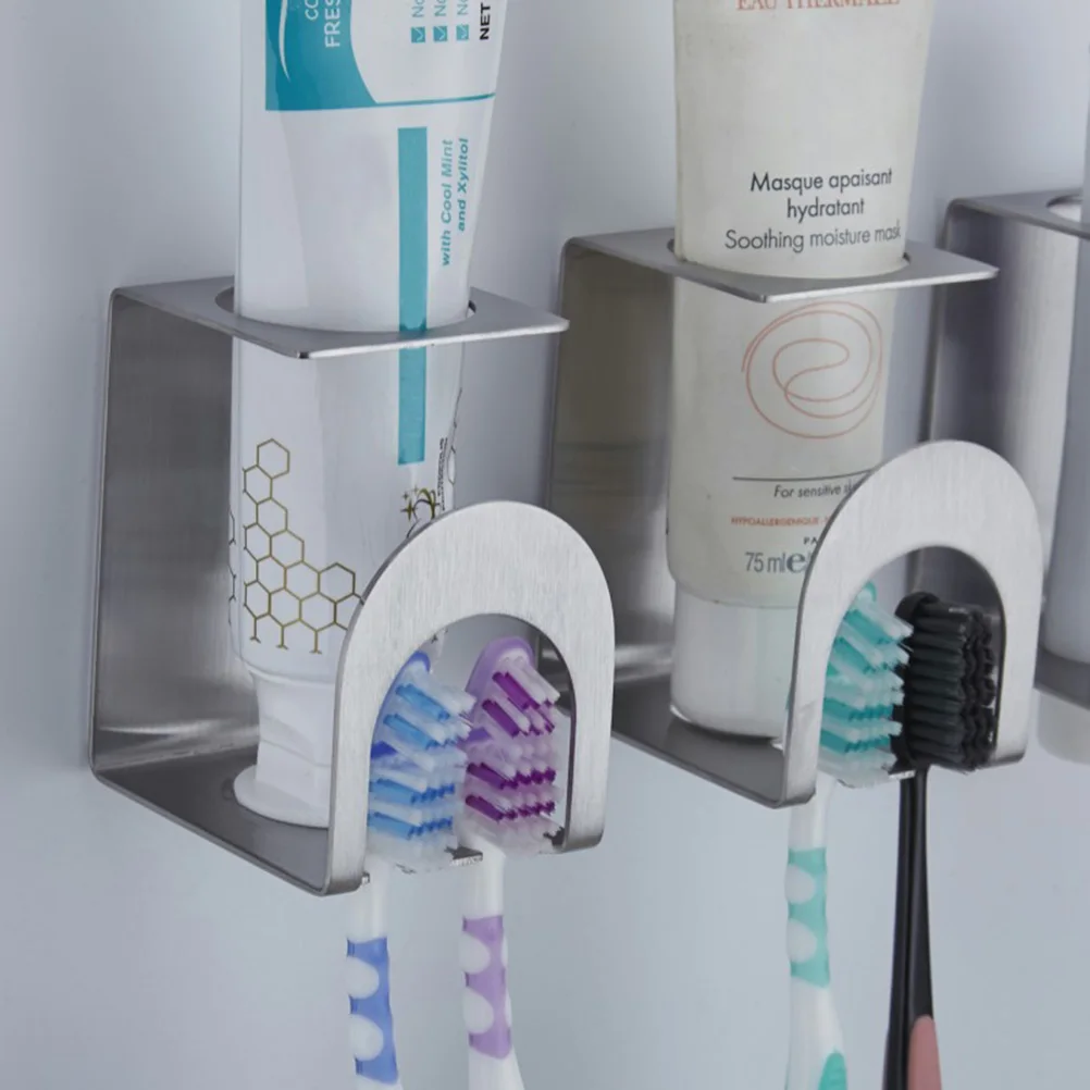 

Toothbrush Holder Stainless Steel Electric Toothbrush Cup Multi function Toothpaste Mount 304 Grade Bathroom