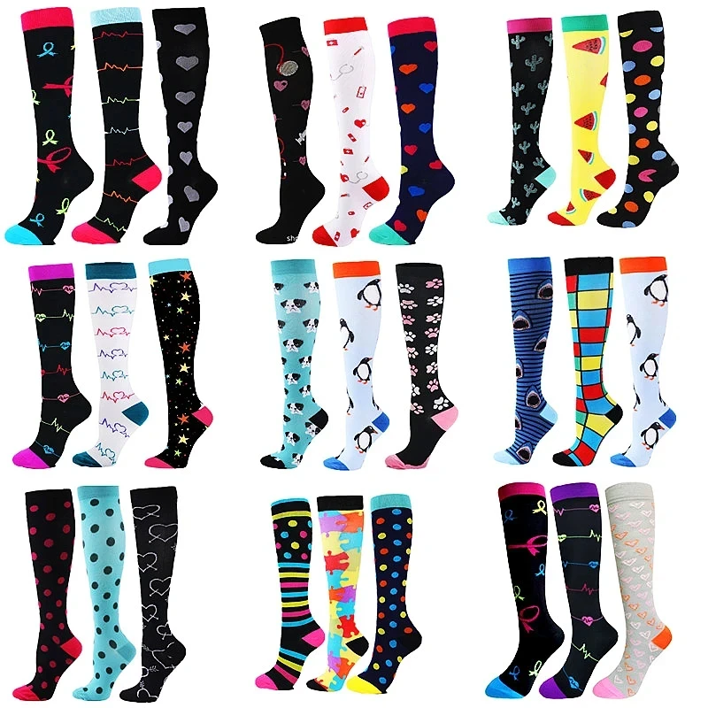 

3 Pairs Of Compression Socks For Varicose Veins Men Running Gym Cycling Sports Socks Women Medical Pregnancy Edema Care Socks