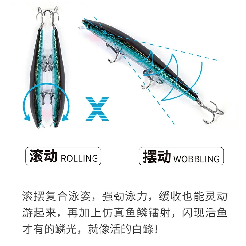 LURETV Blue Flag Fish Bend Waist Shallow Drawing Stop Mino Slow Sinking Suspension False Bait Freshwater Far Investment #3