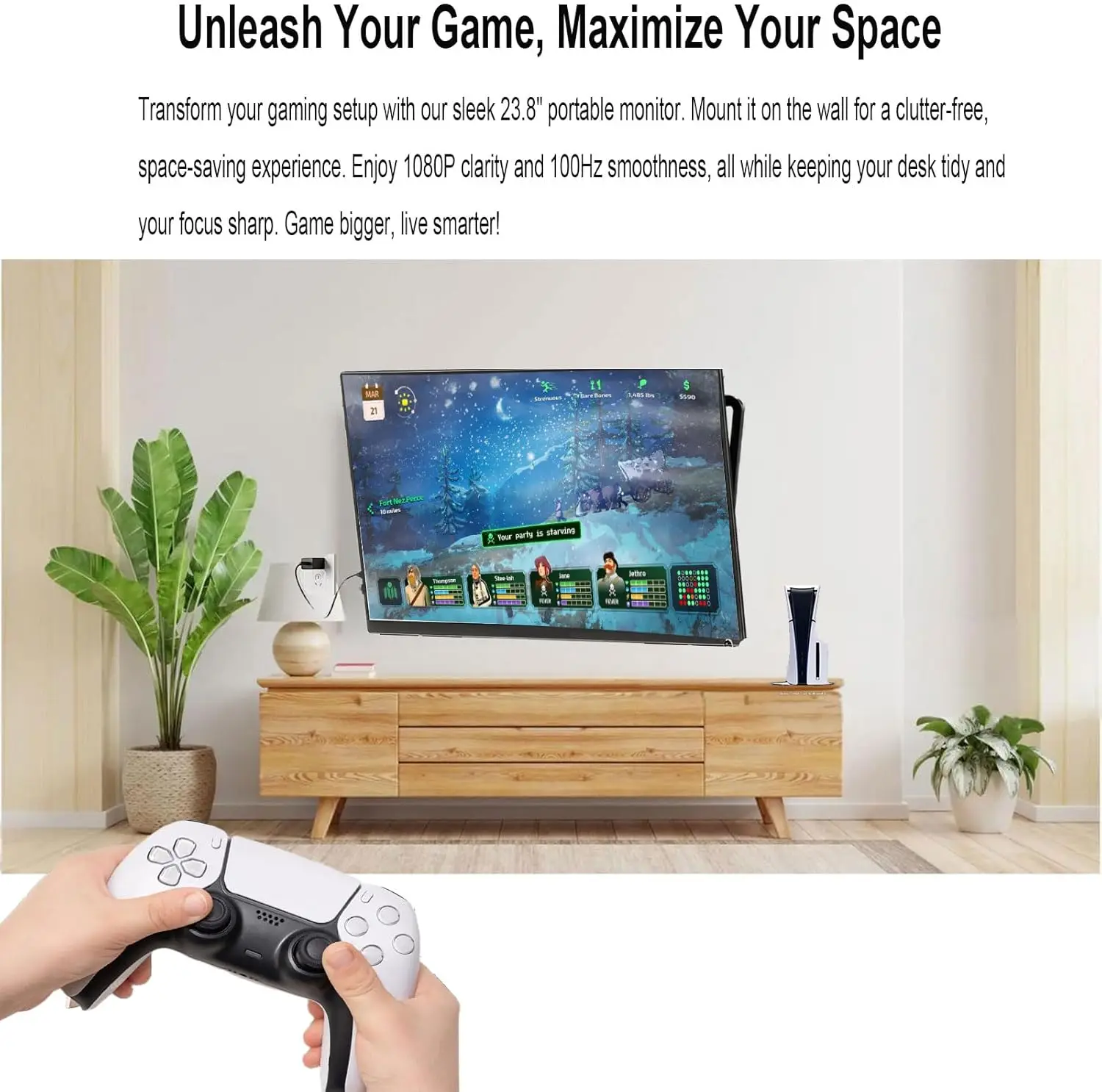 Monitor portatile da 23,8'' 1080P 100Hz con HDMI USB IPS Secondo monitor esterno per PC portatile Mac Switch Xbox ps4, tavolo S1