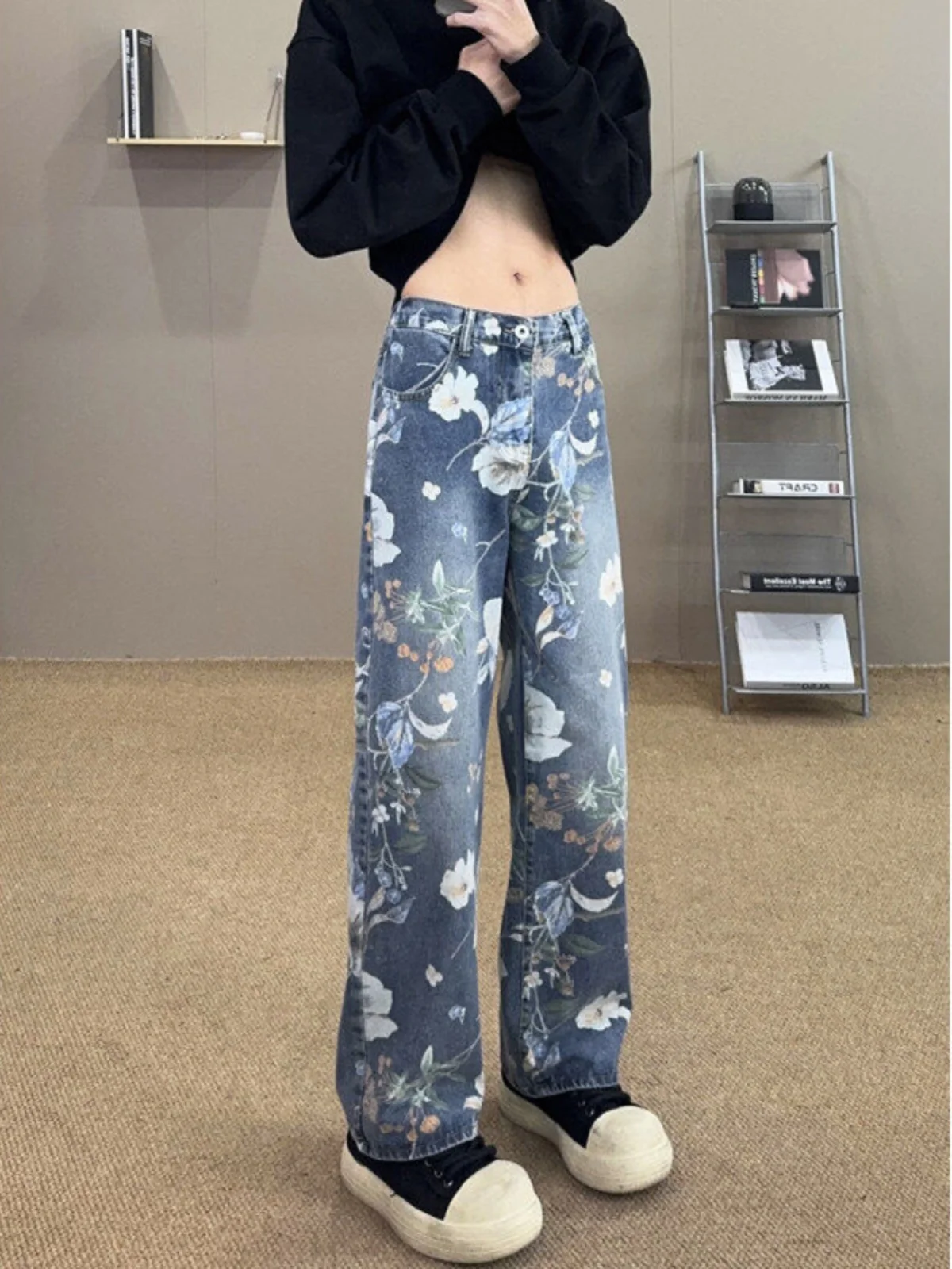 

Retro American High Street Loose Straight Leg Jeans Unisex Trendy Large Size Long Pants Cotton Polyester Blend Youth Fashion