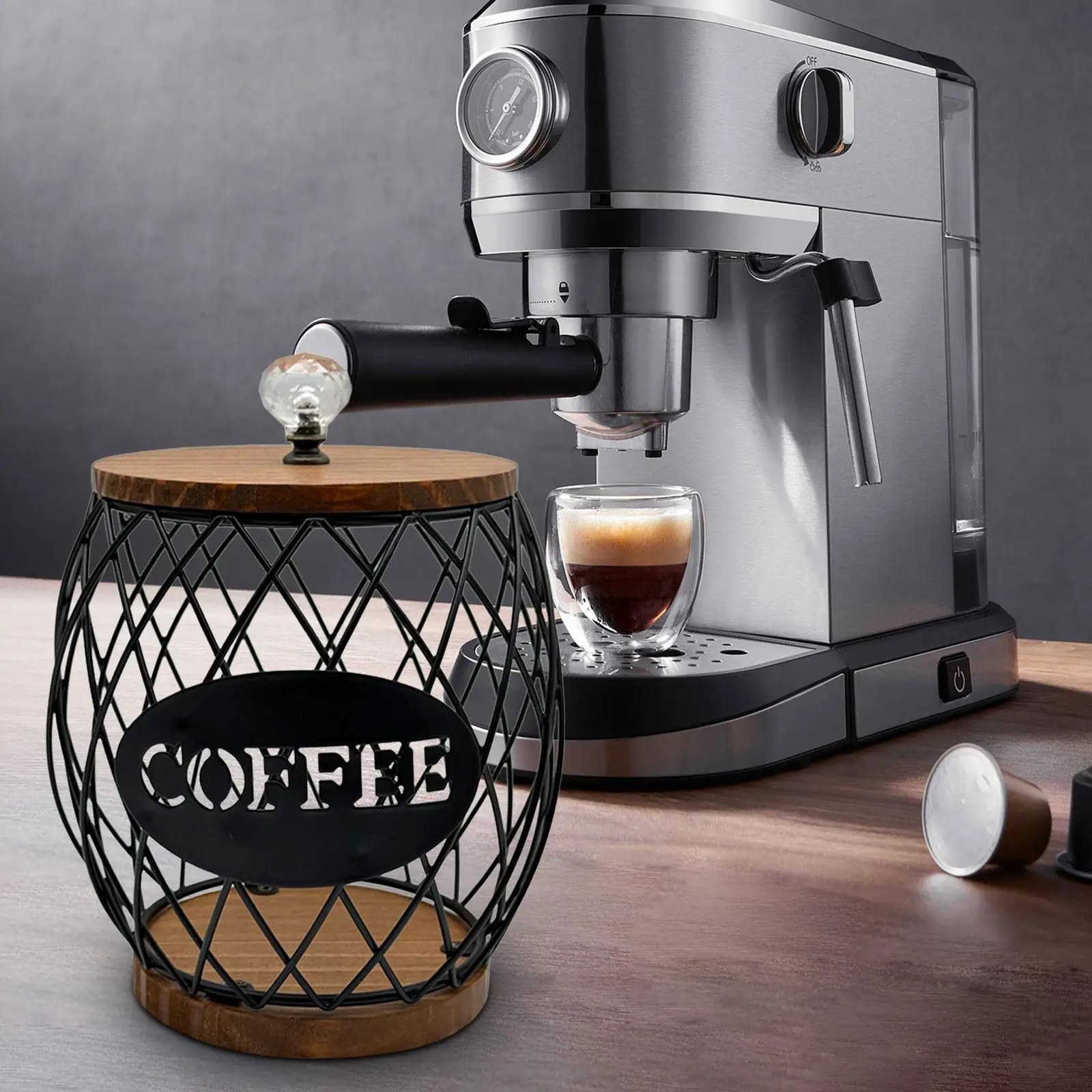 Coffee Pod Holder Organizer Cup Large Capacity Counter Decor Coffee Capsule Basket Coffee Pod Container for Kitchen Hotel