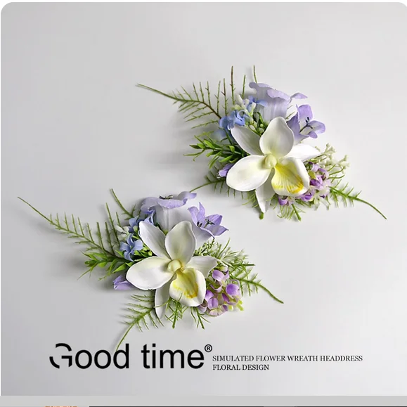 موري ماكياج التصوير الفوتوغرافي صور إكسسوارات الشعر دبوس الشعر العروس الزفاف ماكياج النمذجة غطاء الرأس إكليل الزفاف الأرجواني