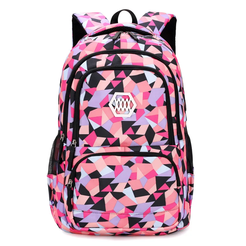 Sacos de escola de nylon impermeável para meninas, grande capacidade, sacos de livros infantis, mochilas leves para crianças