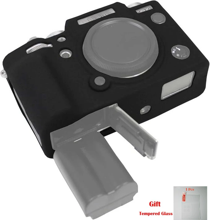 

Silicone Cover For Fujifilm X-T3 camera bag cover litchi anti-slip Silicone Case+ Tempered Glass LCD Protective Film