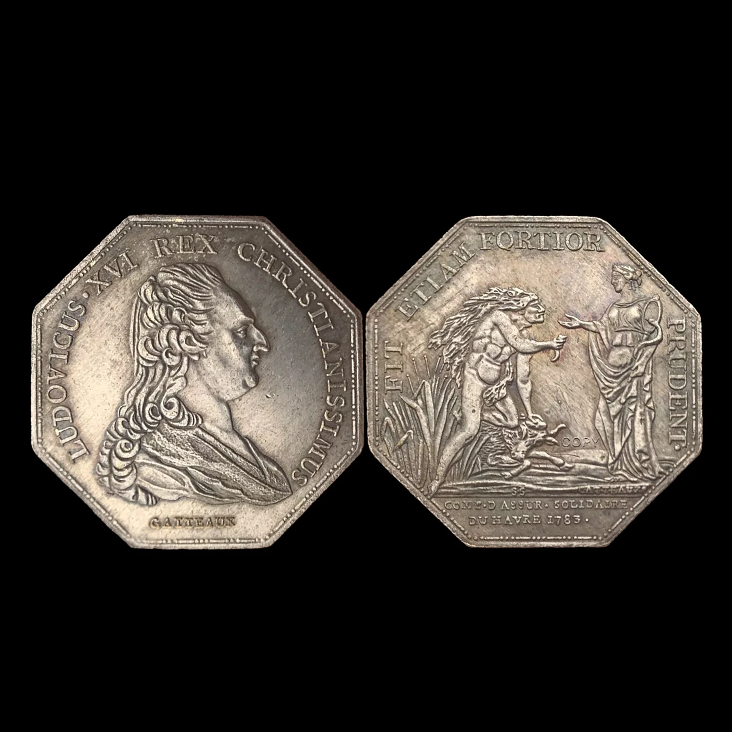 

French 1783 King Louis XVI Octagonal Coin Metal Commemorative Medal Collection Challenge Commemorative Coin Souvenir Gift