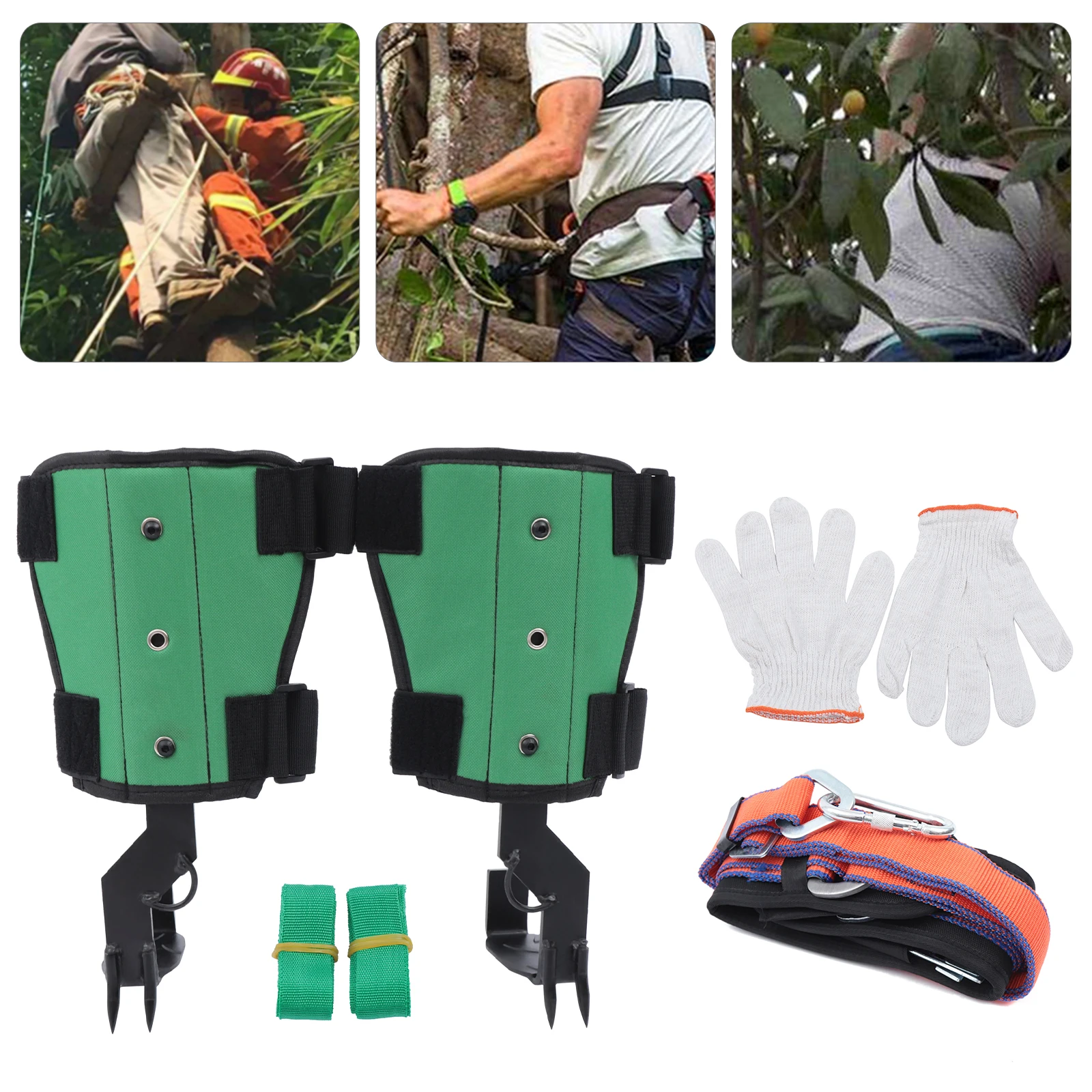 

Tree Climbing Nails Tree Climbing Spikes With Foot Straps Gloves Waist-type Safety Belt & Wrench Excellent Load-bearing Capacity