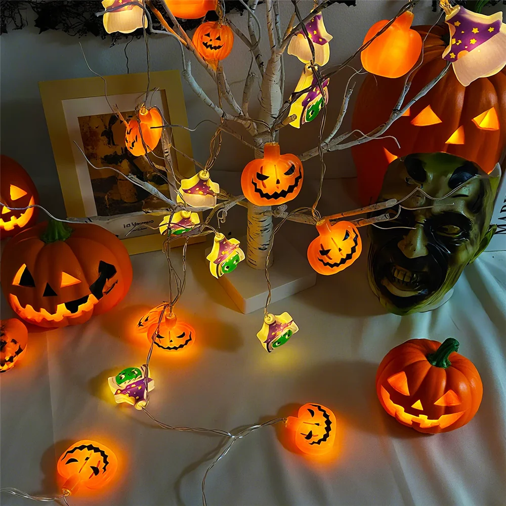 Halloween Pumpkin String Lights Party Decorative Lights LED Fairy Lights Battery Powered Indoor Outdoor Party Halloween Decor