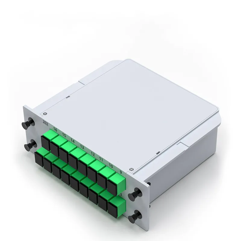 فاصل الألياف الضوئية FTTH PLC صندوق الفاصل 1-2 1-4 1-8 1-16 SC APC كاسيت المكونات في نوع الدليل الموجي المستوي