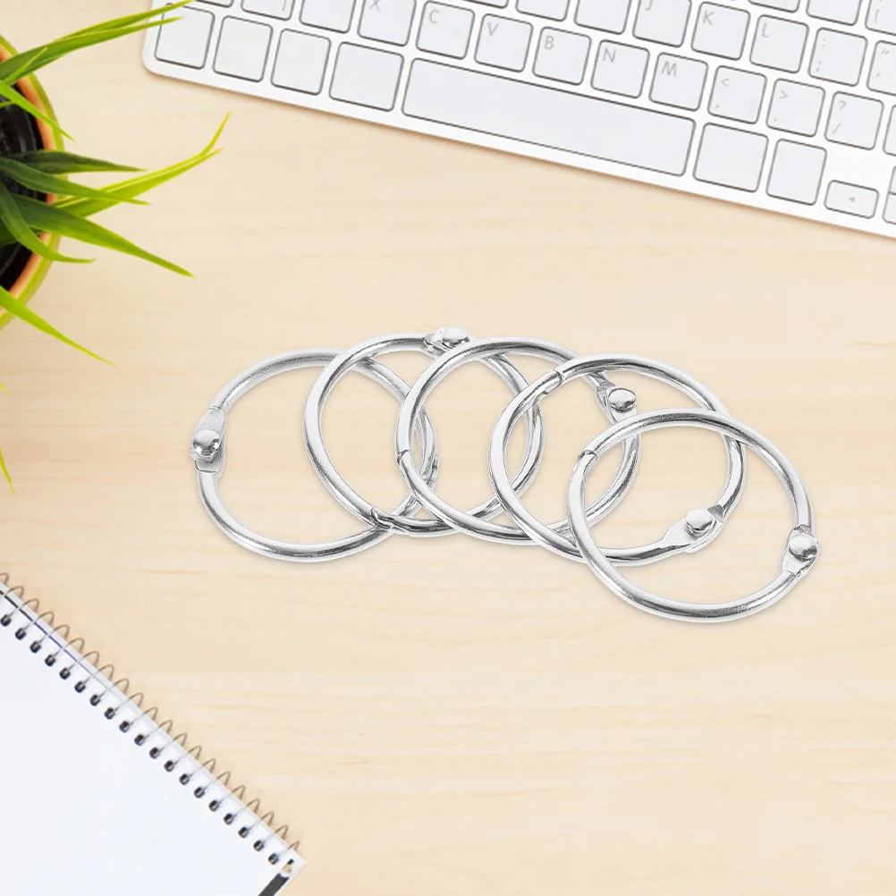 20 Pcs Metal Buckle Ring for Book Binding Rings Clasps Loose Leaf Binder Note Clips Notebook