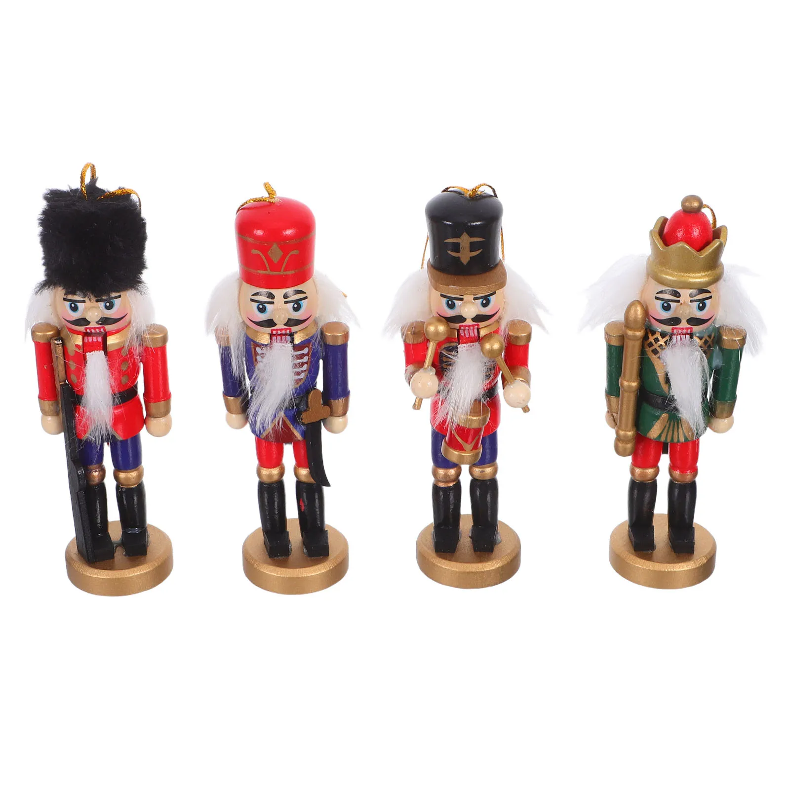

4 Pcs Nutcracker Puppets Soldier Ornaments Figurines Decorative Nutcrackers Christmas Clip Crafts Desktop Decoration