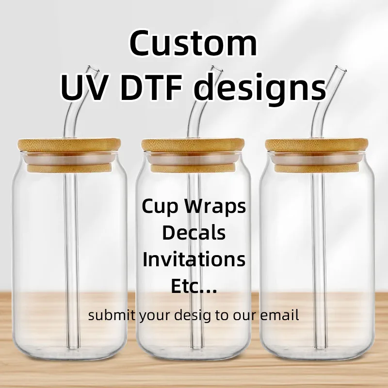 Custom UV DTF Transfer Sticker For The 16oz Libbey Glasses Wraps Bottles Cup DIY Waterproof