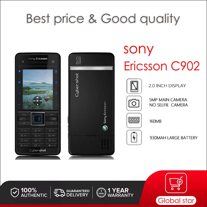 

Sony Ericsson C902 Refurbished-Original 2.0inches 5MP C902i C902c C902a Mobile Phone Cellphone Free Shipping High Quality