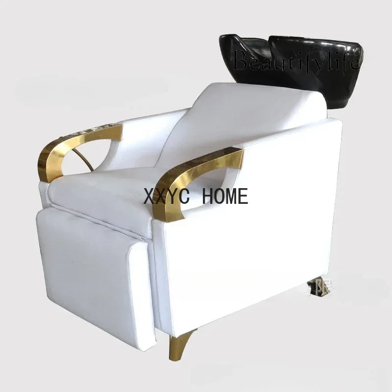 Half-Lying Barber Shop Fashion Shampoo Chair Simple and High-End Hair  Hair Ceramic Flushing Bed