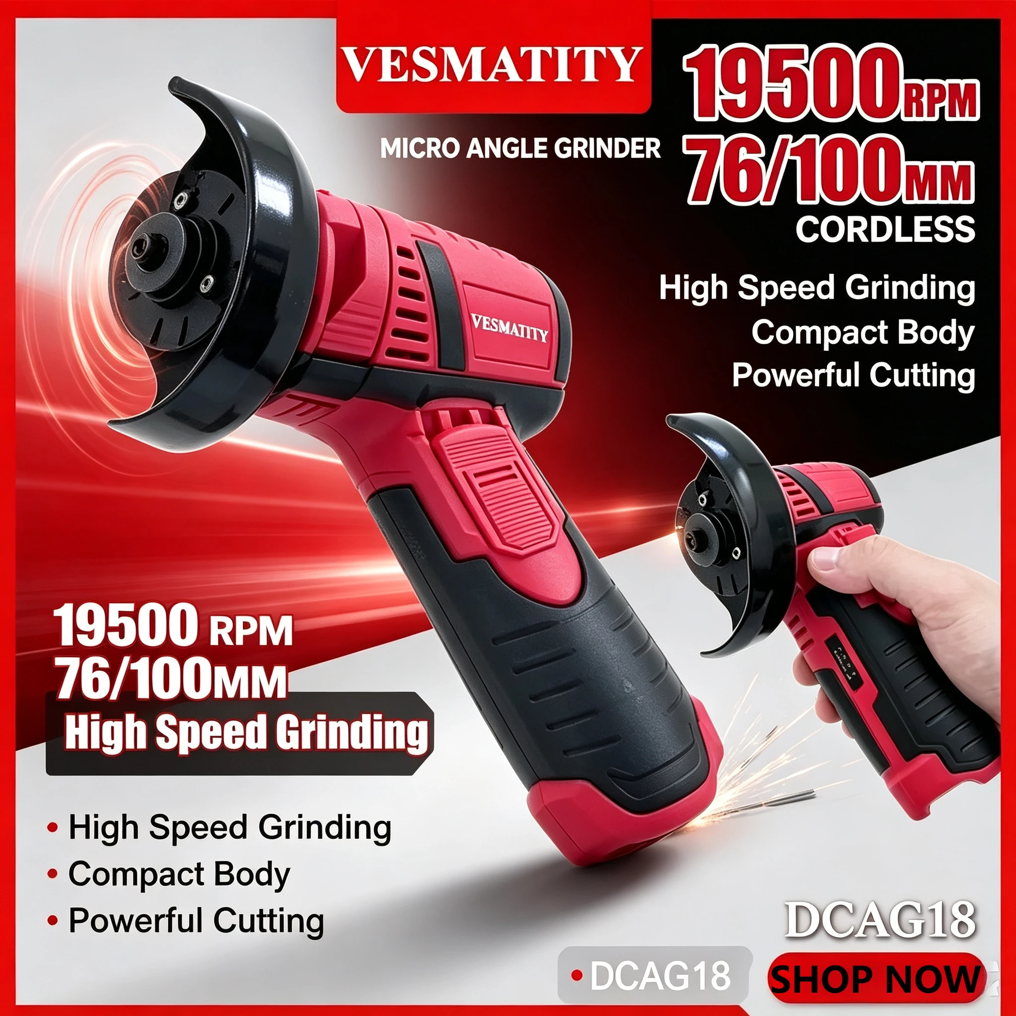 Mini Micro Angle Grinder Brushless Electric Angle Grinder for Diamond Cutting Wireless Power Tool Fit Milwaukee Battery