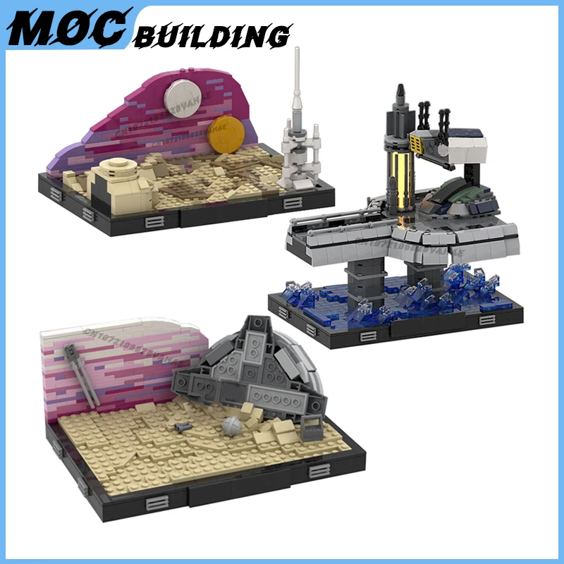 MOC Space War Series Famous Movie Scene Model Building Blocks Duel On Fates Battle Diorama Architecture Bricks Assemble Toy Gift