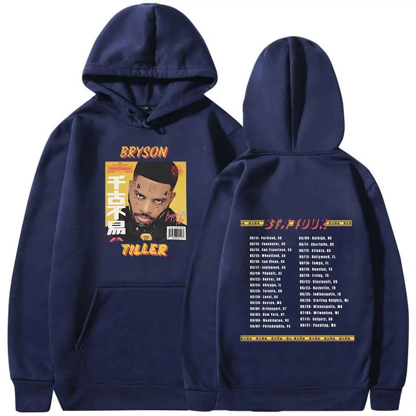 Rapper Bryson Pinne BTA Tour 2024 Print Hoodie Herren Hip Hop Mode Pullover Sweatshirts Vintage übergroße Hoodies Streetwear