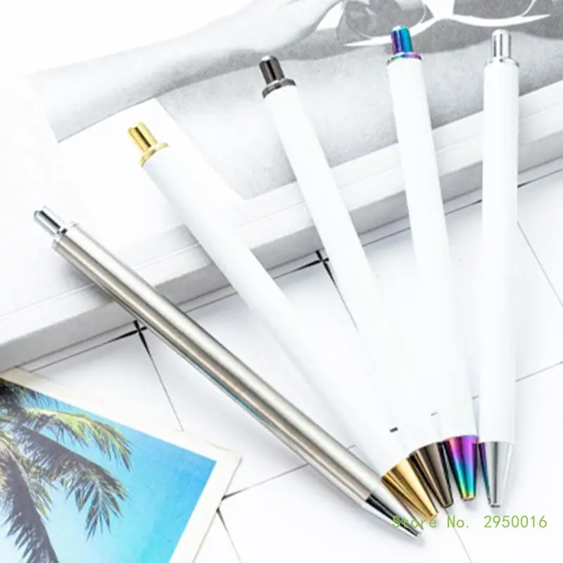 6Pcs Retractable Ballpoint Pen Blank Heat Transfer Ballpoint Pen for Full Printing Ballpoint Pen, Sublimation Pen Blank